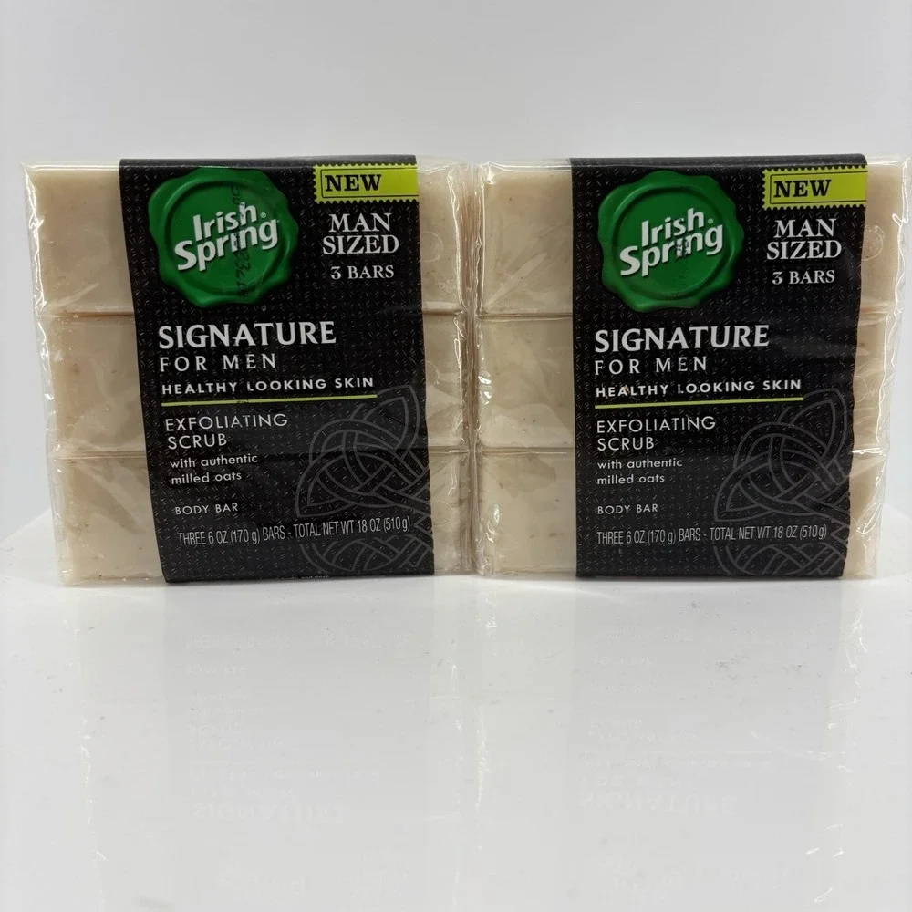6 Irish Spring Signature For Men Exfoliating Scrub Bars New Sealed Milled Oats